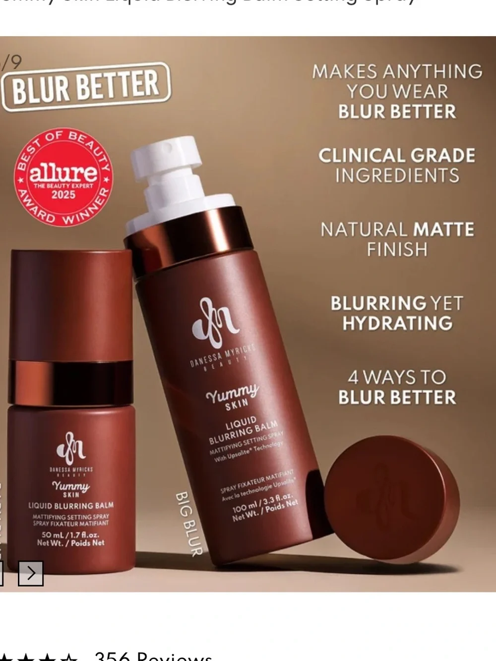 Danessa Myricks Yummy Skin Liquid Blurring Balm Mattifying Setting Spray